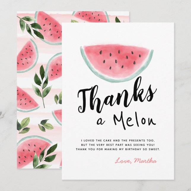 One in a Melon Birthday Thank You Card (Front/Back)