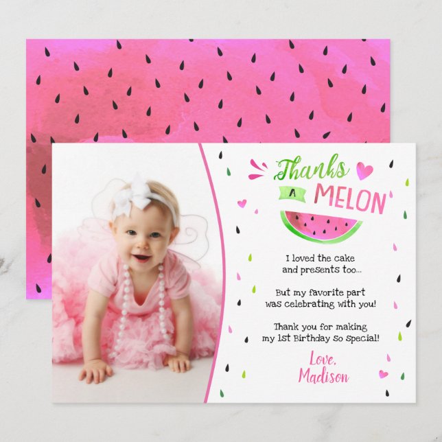 One in a Melon Birthday Thank You Cards (Front/Back)