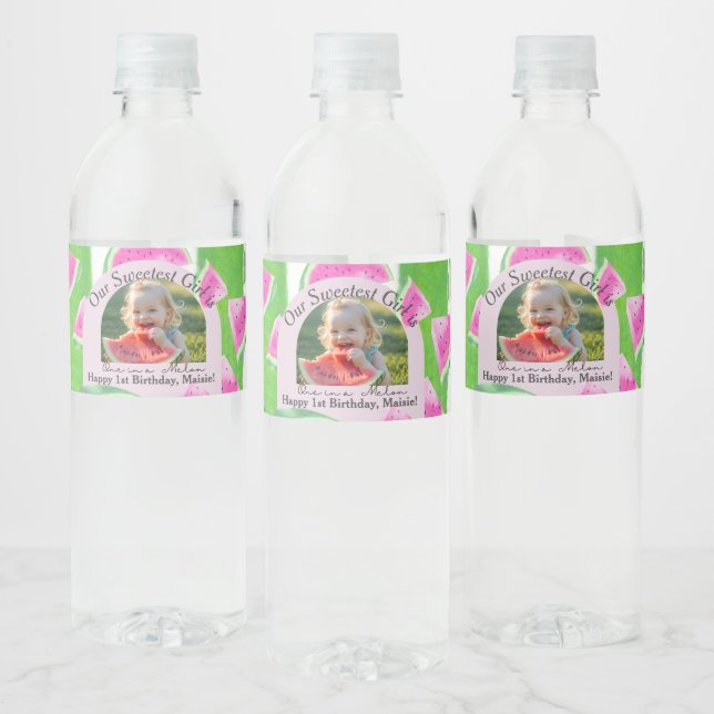 One in a Melon Birthday Water Bottle Label (Bottles)