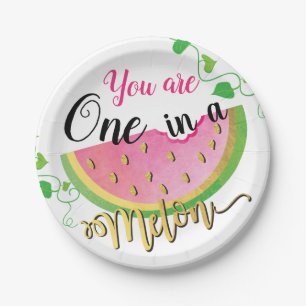 One in a Melon Birthday Watermelon paper plates