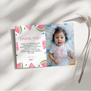 One In A Melon Birthday Watermelon Thank You Card