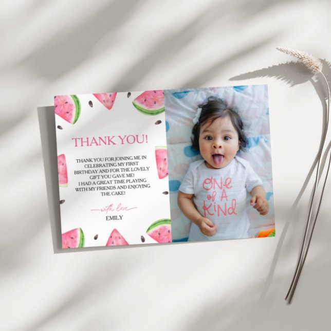 One In A Melon Birthday Watermelon Thank You Card (Creator Uploaded)
