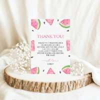 One In A Melon Birthday Watermelon Thank You Card
