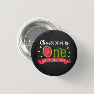 One In A Melon Chalkboard 1st Birthday 1 Inch Round Button