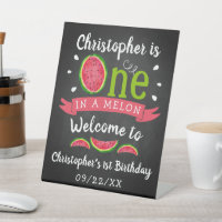 One In A Melon Chalkboard 1st Birthday Welcome