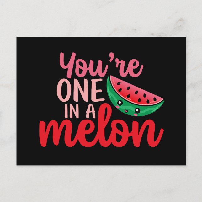 One In A Melon Cute Love Pun Funny Valentine's Day Postcard (Front)