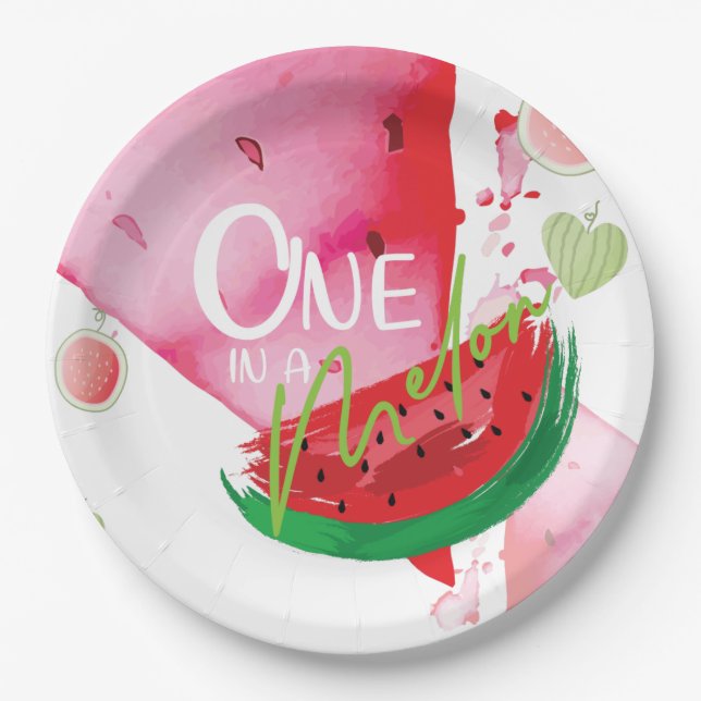 One In a Melon Cute summer Paper Plate (Front)
