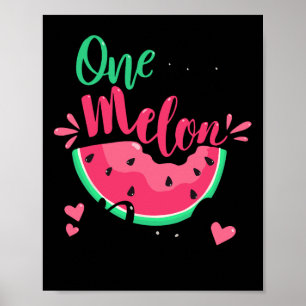 One In A Melon Dad Summer Birthday Party Matching Poster