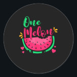 One In A Melon Dada Summer Birthday Party Matching Classic Round Sticker<br><div class="desc">One In A Melon Dada Summer Birthday Party Matching Family</div>