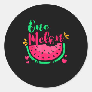 One In A Melon Dada Summer Birthday Party Matching Classic Round Sticker