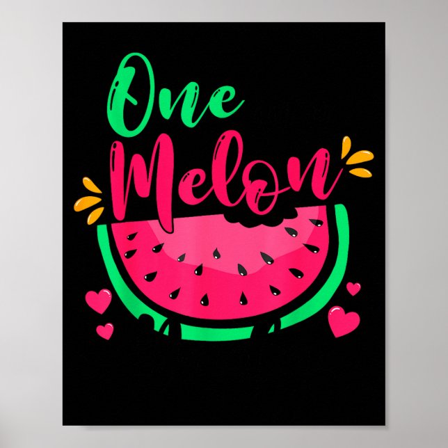 One In A Melon Dada Summer Birthday Party Matching Poster (Front)