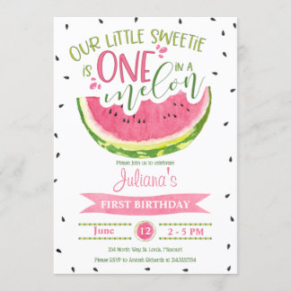 One in a Melon First Birthday Invitation