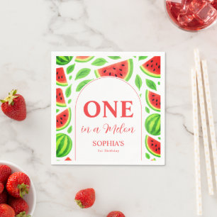 One In A Melon First Birthday  Napkin