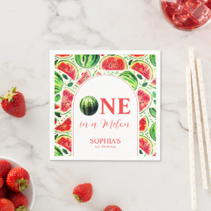 One In A Melon First Birthday Napkin