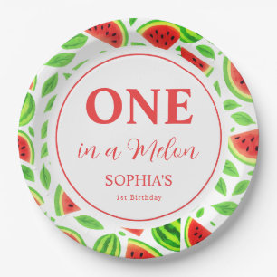 One In A Melon First Birthday Paper Plate