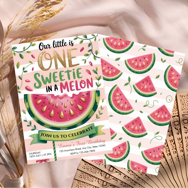 One in a Melon first Birthday Party Invitation (Creator Uploaded)
