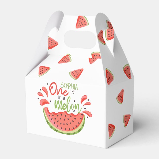 One in a Melon First Birthday Watermelon Favor Box (Front Side)