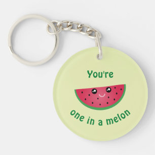 One In A Melon Funny Cute Kawaii Watermelon Keychain
