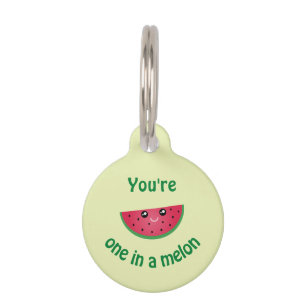 One In A Melon Funny Cute Kawaii Watermelon Pet Tag