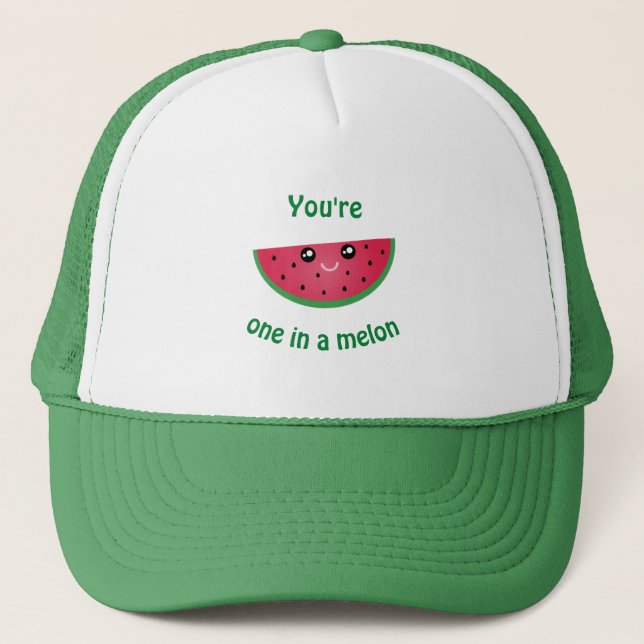 One In A Melon Funny Cute Kawaii Watermelon Trucker Hat (Front)