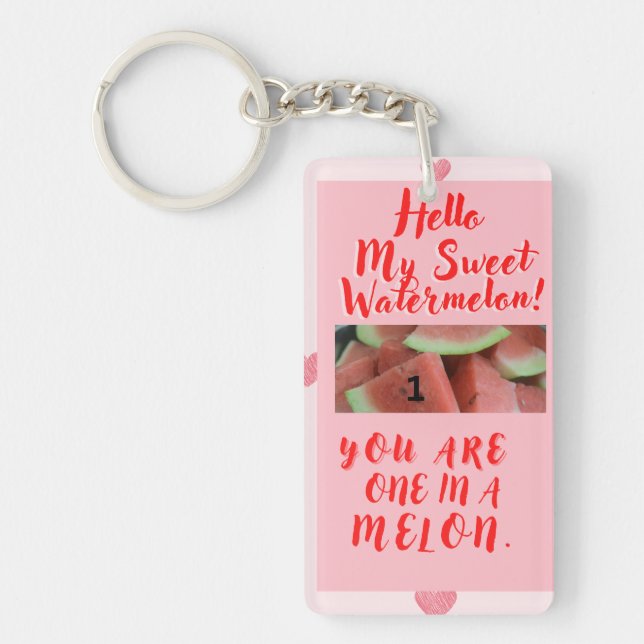 One in a Melon Gift for Lovers Keychain (Front)
