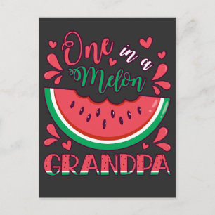 One in a Melon Grandpa B-Day Party Postcard