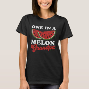 One In A Melon Grandpa Watermelon Summer Retro T-Shirt