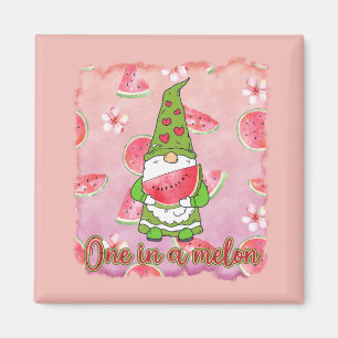 One in a Melon Green Gnome & Watermelon Magnet