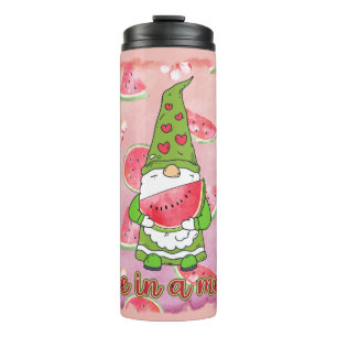 One in a Melon   Green Gnome & Watermelon Thermal Tumbler