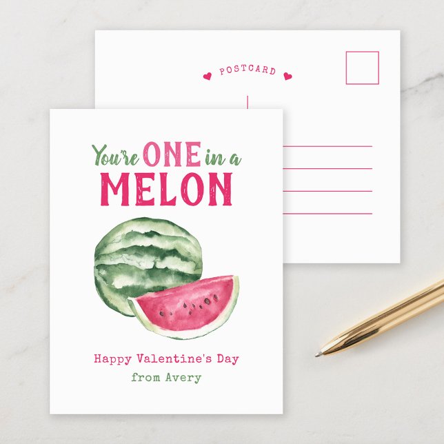 One in a Melon Kids Valentine's Day Holiday Postcard (Creator Uploaded)