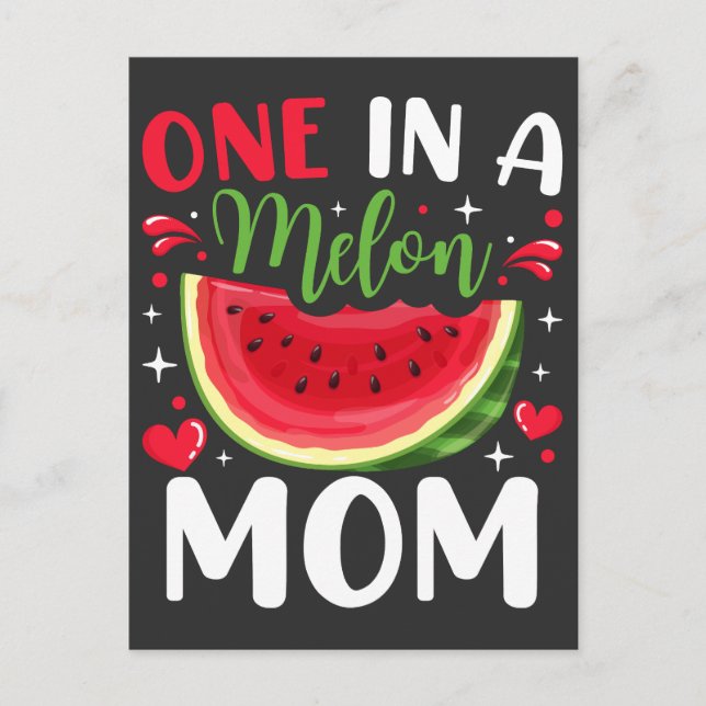 One in a Melon Mom B-Day Party Postcard (Front)