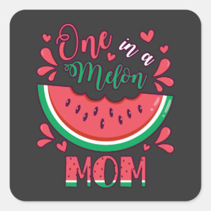 One in a Melon Mom B-Day Party Square Sticker