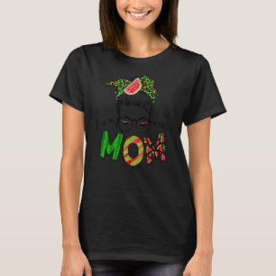 One In A Melon Mom Messy Bun Watermelon  Summer T-Shirt