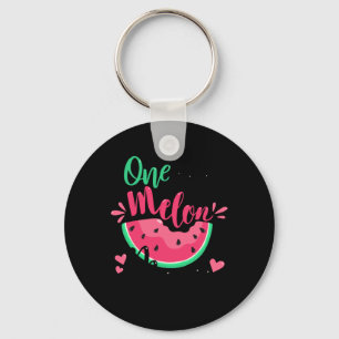 One In A Melon Mom Summer Birthday Party Matching Keychain