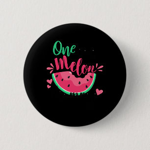 One In A Melon Mommy Summer Birthday Party Matchin 2 Inch Round Button
