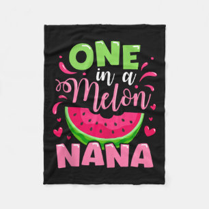 One In A Melon Nana Summer Birthday Party Family M Fleece Blanket