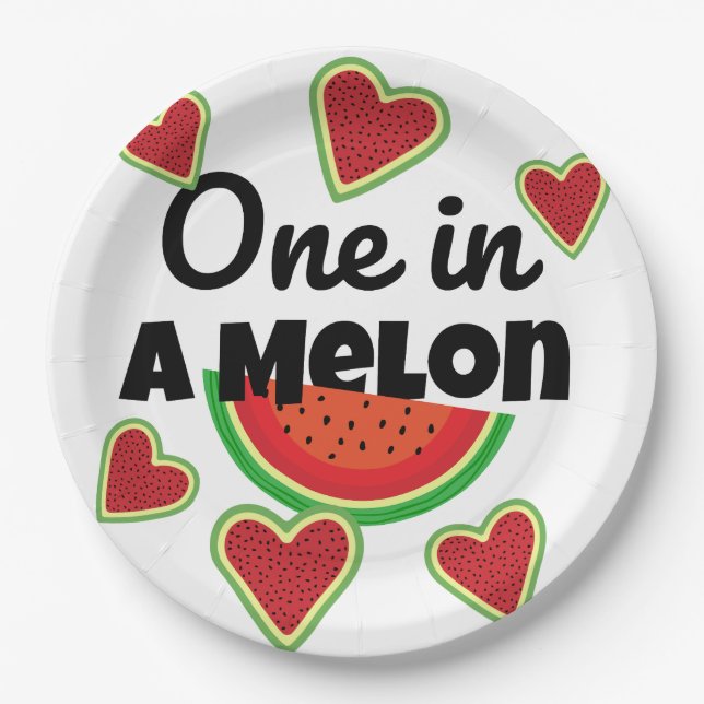 One in a Melon Paper Plate for Summer Party (Front)