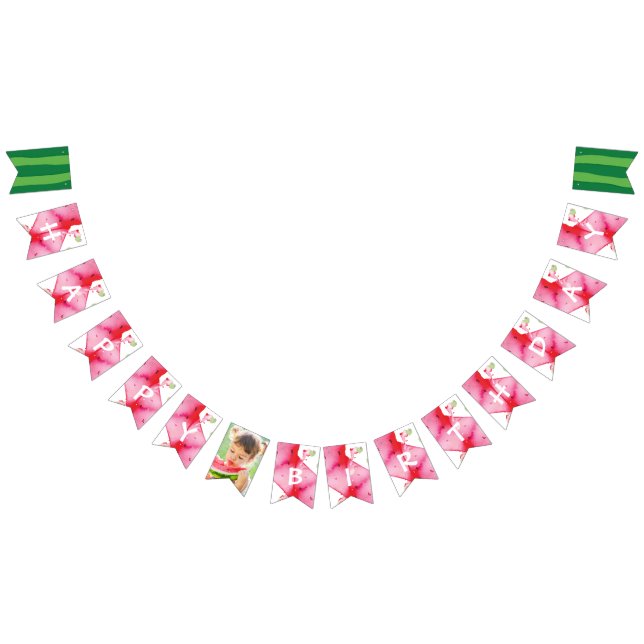 One In a Melon Personalized Birthday Photo Bunting Flags (All)