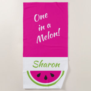 One in a Melon Personalized Watermelon Beach Towel