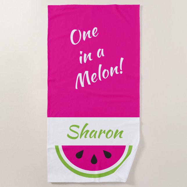 One in a Melon Personalized Watermelon Beach Towel (Front)