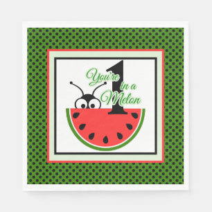 One in a Melon Picnic Ant with Watermelon Napkin
