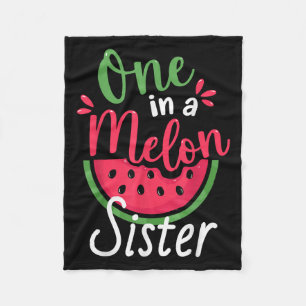 One In A Melon Sister 1st Birthday Summer Family M Fleece Blanket