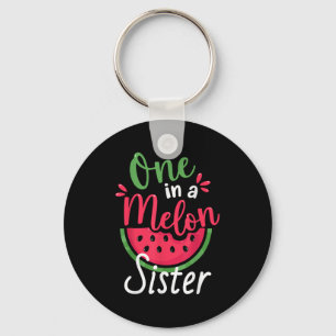 One In A Melon Sister 1st Birthday Summer Family M Keychain