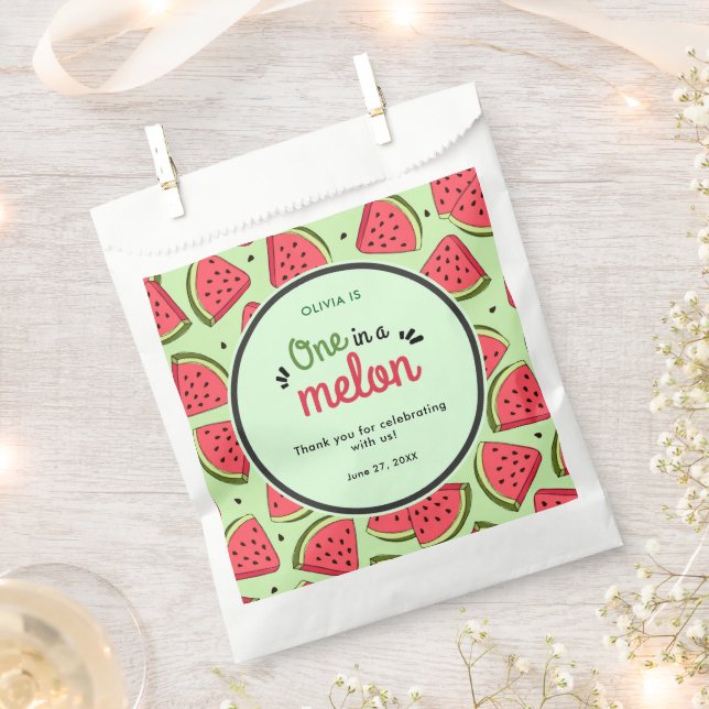One in a Melon Summer 1st Birthday Thank You  Favour Bag (Clipped)