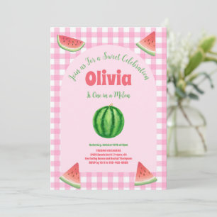 One in a Melon Sweet Girl Summer Birthday Party  Invitation
