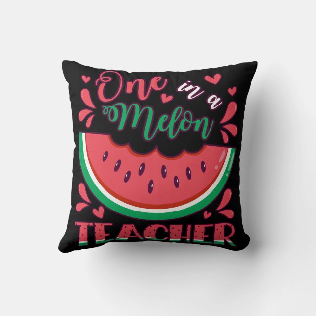 One in a Melon Teacher B-Day Party Throw Pillow (Back)