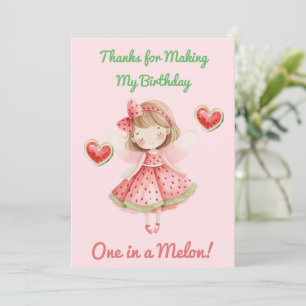 One in a Melon Thank You Card Watermelon Birthday