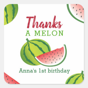 One in a Melon Thank You Square Sticker