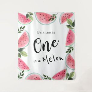 One in a Melon Watercolor Watermelon 1st Birthday  Tapestry