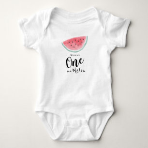 One in a Melon Watercolor Watermelon Baby Bodysuit